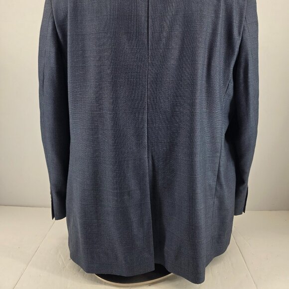 RALPH LAUREN Mens 50 Long Silk Wool Sport Coat Jacket Blazer Blue Plaid - Picture 6 of 12